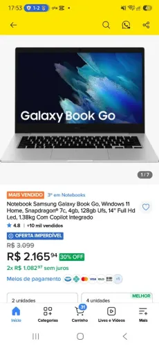 Notebook Samsung goo na caixa com nf