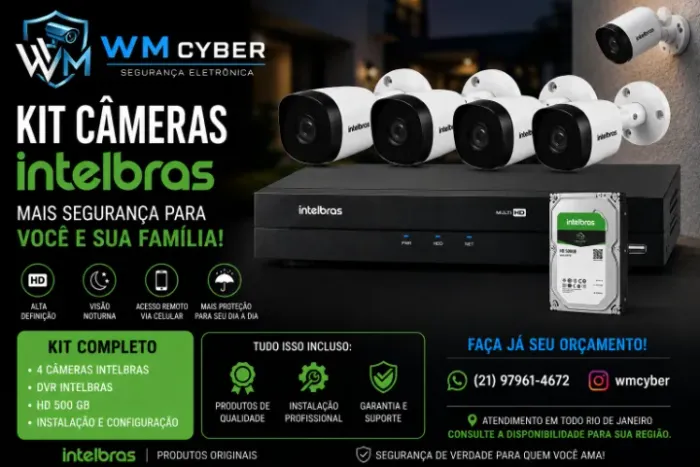 Kit Intelbras 4CH Completo Instalado