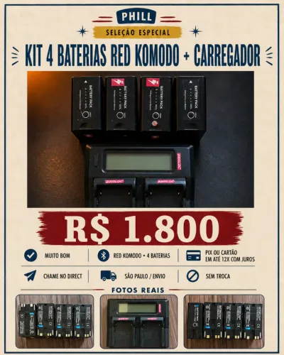 KIT 4 BATERIAS RED KOMODO + CARREGADOR
