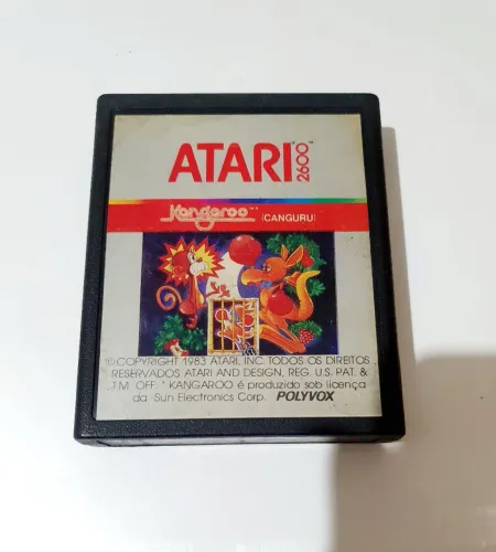 KANGAROO ATARI 2600 CARTUCHO 100% ORIGINAL POLIVOX KANGURU SILVER LABEL RARIDADE LINDA