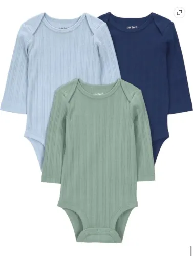 kit 3 Bodies Carters manga longa tamanho prematuro importados (Novos)