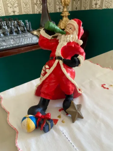ANTIGUIDADE! Suporte pra vinho papai noel vintage
