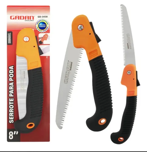 Serrote Dobrável Gadan Poda Curvo Lâmina Aço 20cm Cabo Plástico