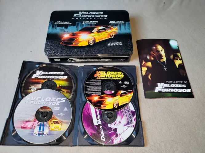Box caixa edição colecionador com 4 dvds, Velozes e Furiosos