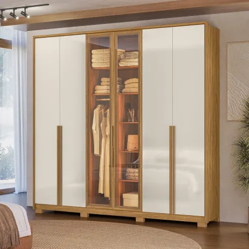 GUARDA ROUPA 6 PORTAS REFLETA COM LUZ DE LED ATÉ 10x SEM JUROS<br><br>*VALOR : 2359,00* ?