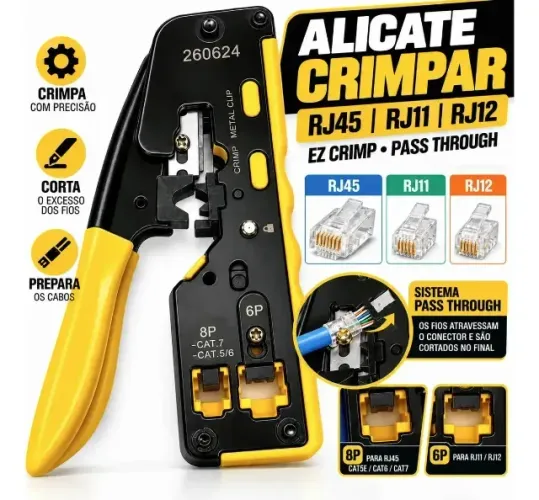 ALICATE CRIMPAR RJ45 RJ11 RJ12 EZ CRIMP CAT6