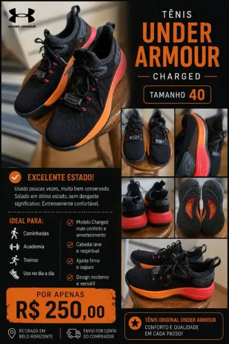 Tênis Under Armour Charged - Tam. 40 - Excelente estado