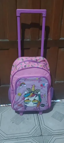 Mochila infantil rodinhas do unicórnio nova