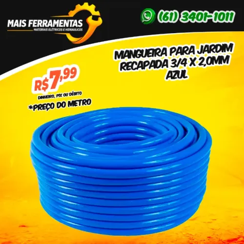 Mangueira Para Jardim Recapada 3/4 x 2,0mm Azul