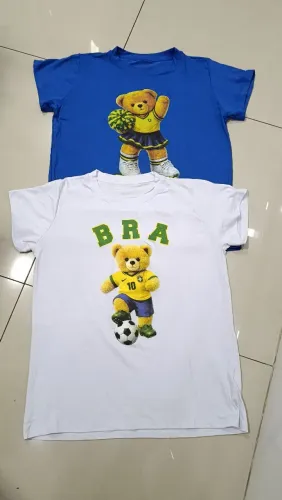 Camiseta feminina Brasil com ursinho
