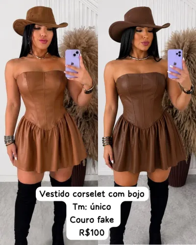 Vestido corselet com bojo courino Tm: único