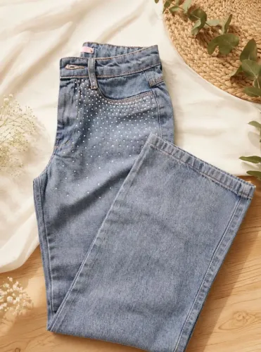 Calça jeans infantil wide leg NOVA