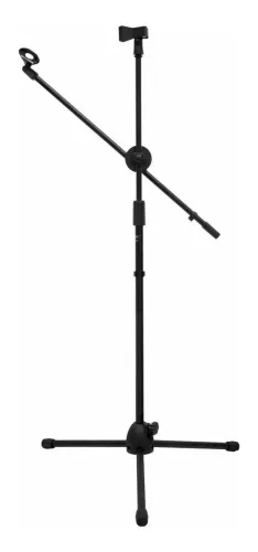 Pedestal Para Dois Microfones Smart Sm-030 Com Cachimbos Cor Cinza-escuro
