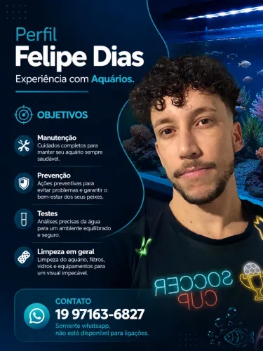 Especialista em manutenção e limpeza de aquários água doce!