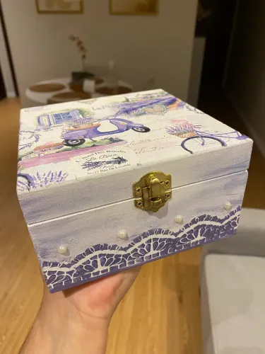 Caixa mdf decorativa Lavanda Lilás 
