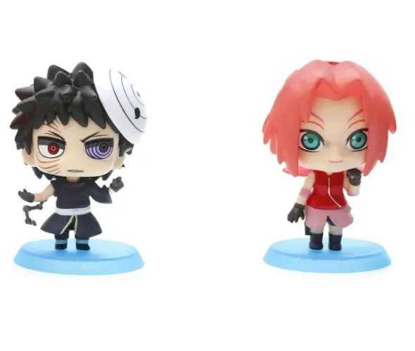 Naruto miniaturas de coleção com base Obito uchiha e Sakura 2x1 TOBI