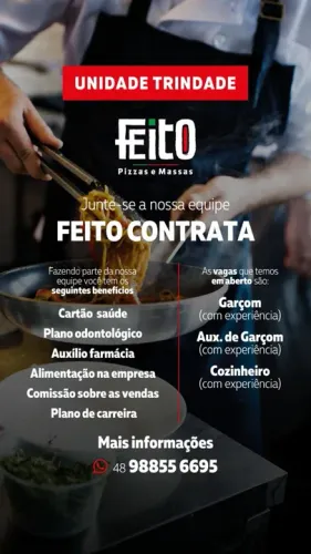 Vagas para Cozinha e Salão de Pizzaria
