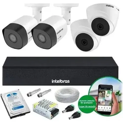 Kit CFTV Intelbras 4 Câmeras - Segurança Completa para sua Casa!