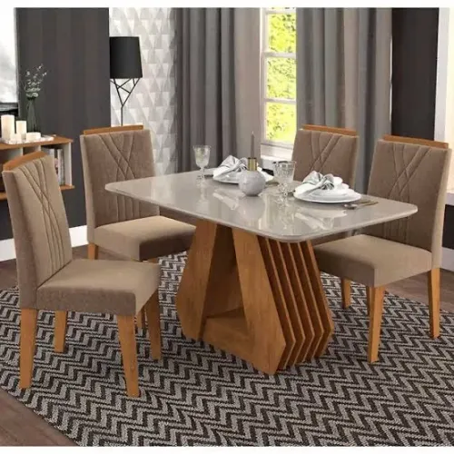 Mesa de jantar 4 cadeiras Ágata 130x80 Luxo - ENTREGA HOJE !!! 