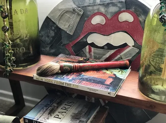 Pincel chinês artesanal original crina de cavalo com cabo pintado à mão
