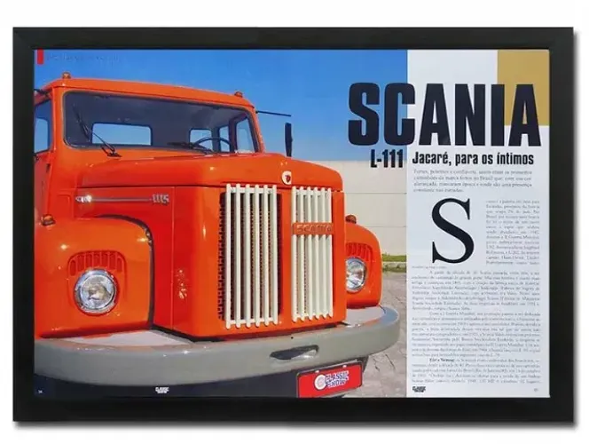 Caminhão Scania Jacaré L111 - Quadro decorativo com matéria original de revista