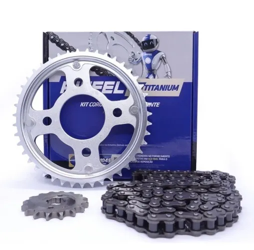 Tração moto Kit relação coroa pinhão corrente riffel todas as motos aço 1045