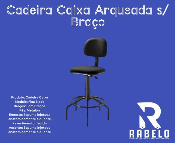 Cadeira Caixa Arqueada S/braço em até 5x sem juros no cartão 