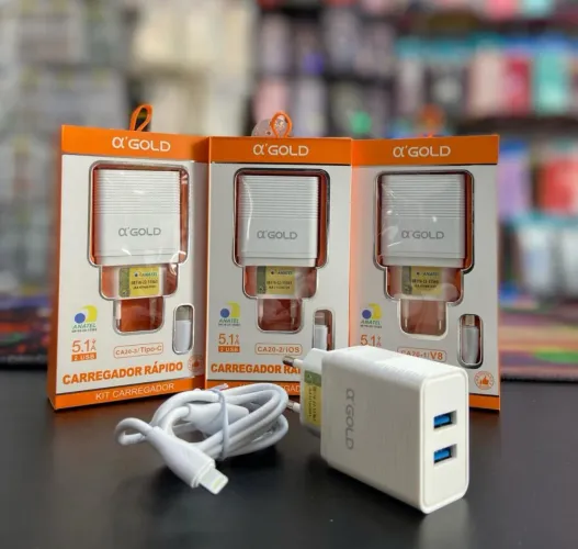 Carregador Rápido ?'Gold para Celular - Kit Completo