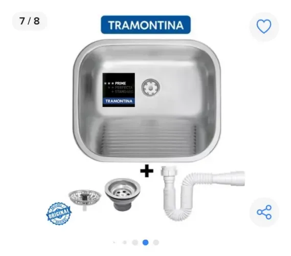 Tanque Tramontina 50x40 Inox Hera Aço Prime Acetinado Grande
