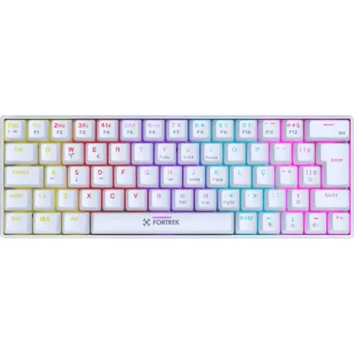 Teclado Mecânico 65% Fortrek Gravity White 65 Compact Switch Red - WZetta
