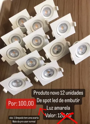 Spots LED de embutir 12 unidades - Luz Amarela