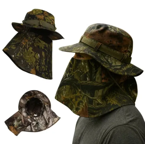 Chapéu camuflado militar com proteção 