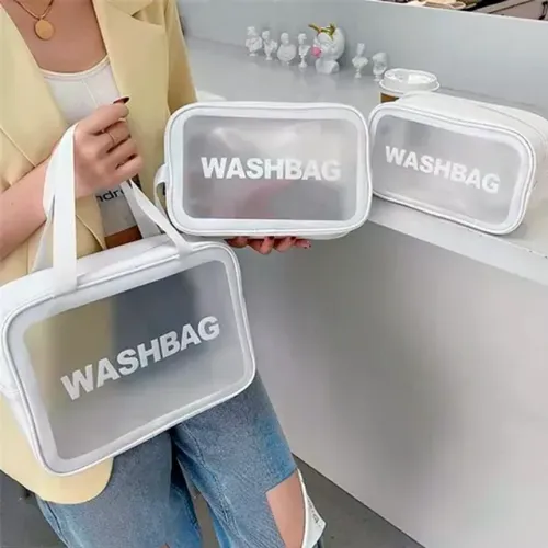 Bolsas Necessaire Branca para Viagem, Academia, Maternidade e Uso Diário - Kit com 3