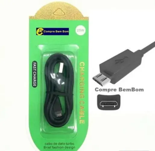 Cabo Carregador Turbo Rapido V8 Micro Usb 25W Cabo