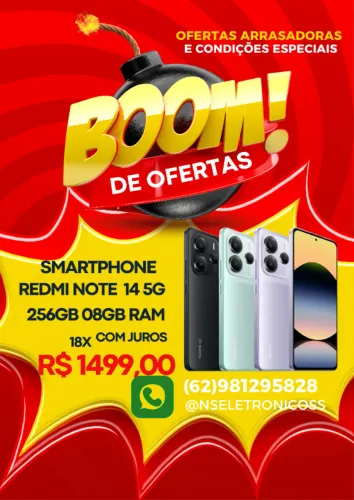 Smartphone Xiaomi Redmi Note 14 5G 256GB 8GB RAM Novo Entregamos Gratis