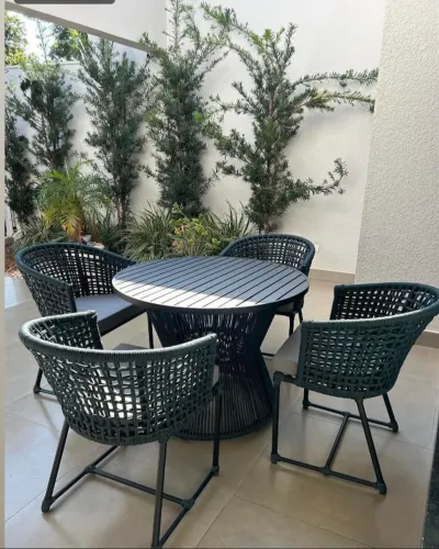 CONJUNTO MESA DE ALUMÍNO - 4 CADEIRAS - VARANDA, PISCINA, JARDIM