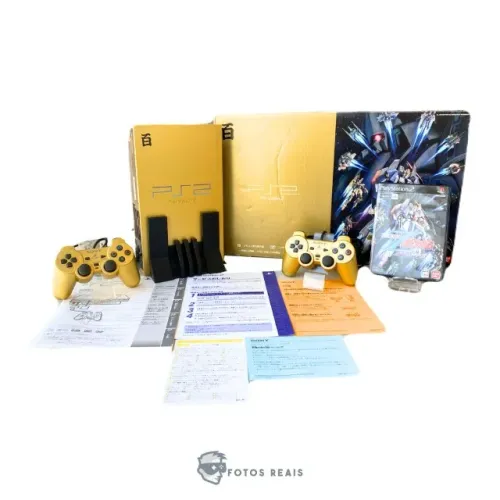 CONSOLE PLAYSTATION 2 FAT DOURADO MOBILE SUIT Z-GUNDAM TYPE-100  (JPN) NA CAIXA
