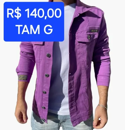 Jaqueta Jeans Masculina Roxa G