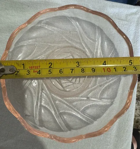 Lote 3 pratos / potes de sobremesa de vidro transparente salmão 