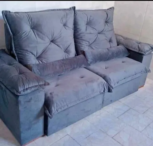 SOFA RETRATIL RWCLINAVEL 2,00 ESPUMA D28 MOLAS CINZA