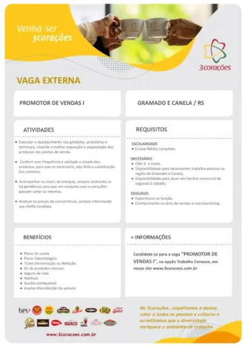 PROMOTOR DE VENDAS I - GRAMADO E CANELA / RS