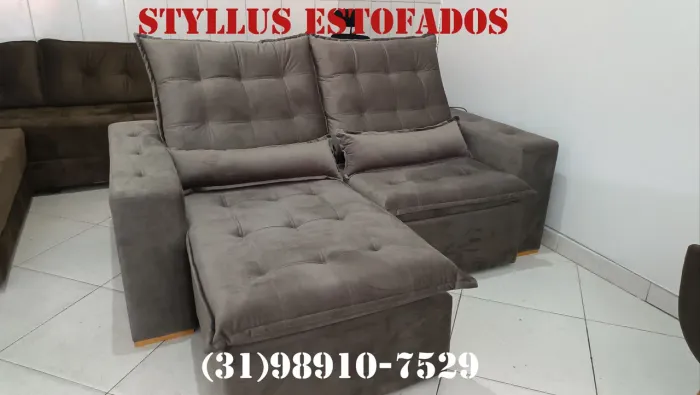 Sofá Retrátil e Reclinável Cinza