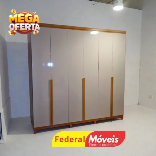 Guarda Roupa 100% MDF 6 Portas 4 Gavetas 2,30m Oferta Imperdível - Consulte Cores