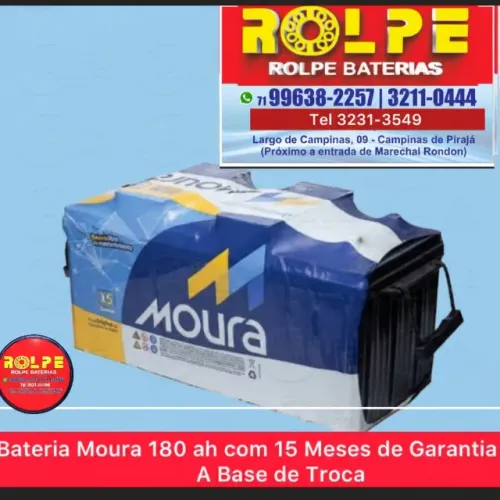 Bateria Moura 180Ah - Super Potente, 15 Meses de Garantia e Livre de Manutenção!