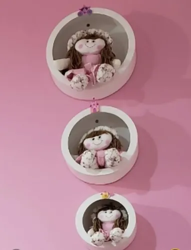 Kit 3 Nichos e bonecas para quarto infantil 