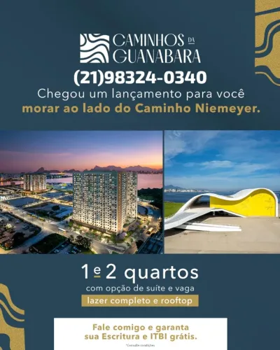 Apartamento no Centro de Niterói, ao lado do Caminho Niemeyer, com lazer completo