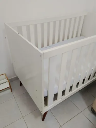Berço Mdf branco - vira mini cama
