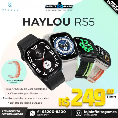 Smartwatch Haylou RS5 Novos e Lacrados! Acompanha 2 Pulseiras! Parcelamos até 18x!