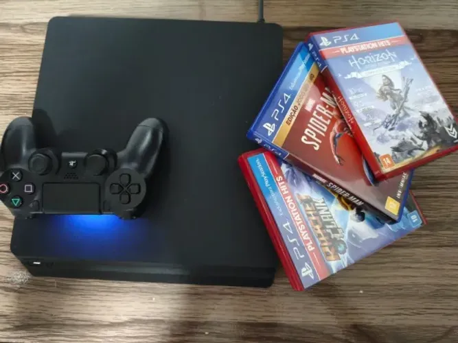 PS4 Slim 1 TB + controle original + cabos