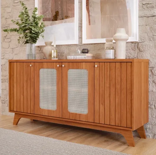 Buffet Isa Cimol 100% MDF, com tela sintética - Entrega Imediata
